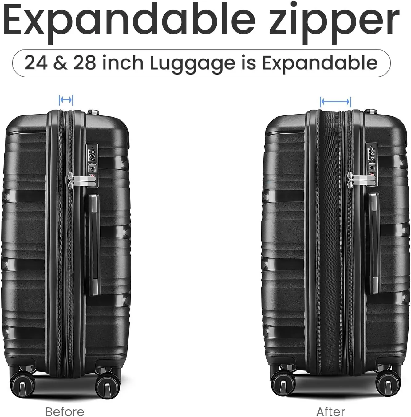 Henf 4 Piece Hardside Luggage Set(14/20/24/28), Lightweight Hardshell Suitcase Set, Expandable Carry On Luggage Set with Double Spinner Wheels,TSA Lock,Travel Rolling Suitcase Clearance for Women Men