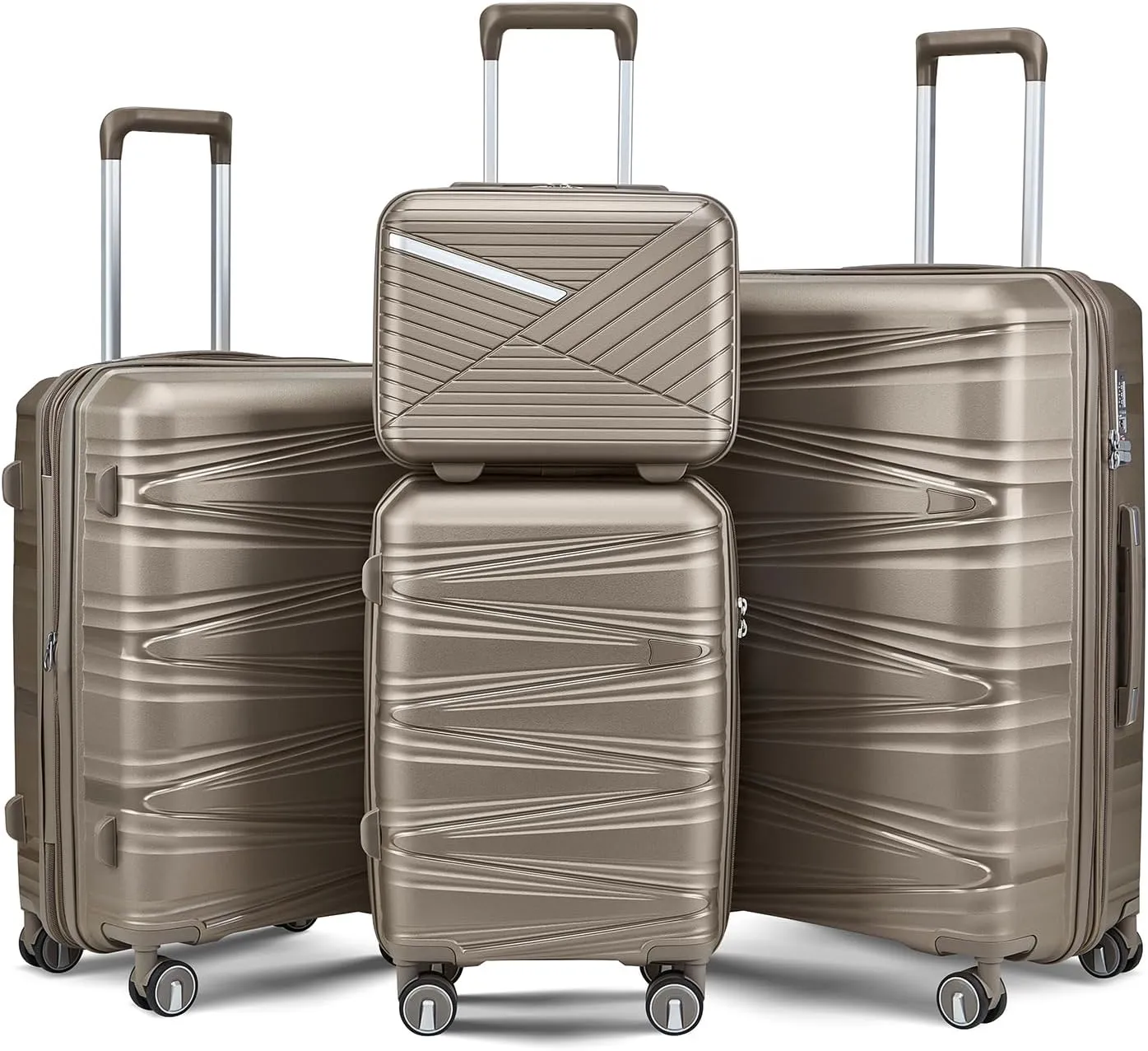 Henf 4 Piece Hardside Luggage Set(14/20/24/28), Lightweight Hardshell Suitcase Set, Expandable Carry On Luggage Set with Double Spinner Wheels,TSA Lock,Travel Rolling Suitcase Clearance for Women Men