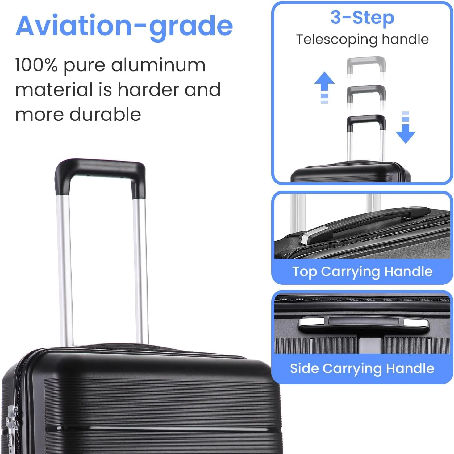 Henf 4 Piece Hardside Luggage Set(14/20/24/28), Lightweight Hardshell Suitcase Set, Expandable Carry On Luggage Set with Double Spinner Wheels,TSA Lock,Travel Rolling Suitcase Clearance for Women Men