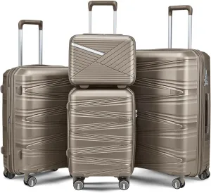 Henf 4 Piece Hardside Luggage Set(14/20/24/28), Lightweight Hardshell Suitcase Set, Expandable Carry On Luggage Set with Double Spinner Wheels,TSA Lock,Travel Rolling Suitcase Clearance for Women Men