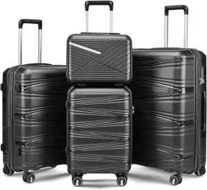 Henf 4 Piece Hardside Luggage Set(14/20/24/28), Lightweight Hardshell Suitcase Set, Expandable Carry On Luggage Set with Double Spinner Wheels,TSA Lock,Travel Rolling Suitcase Clearance for Women Men