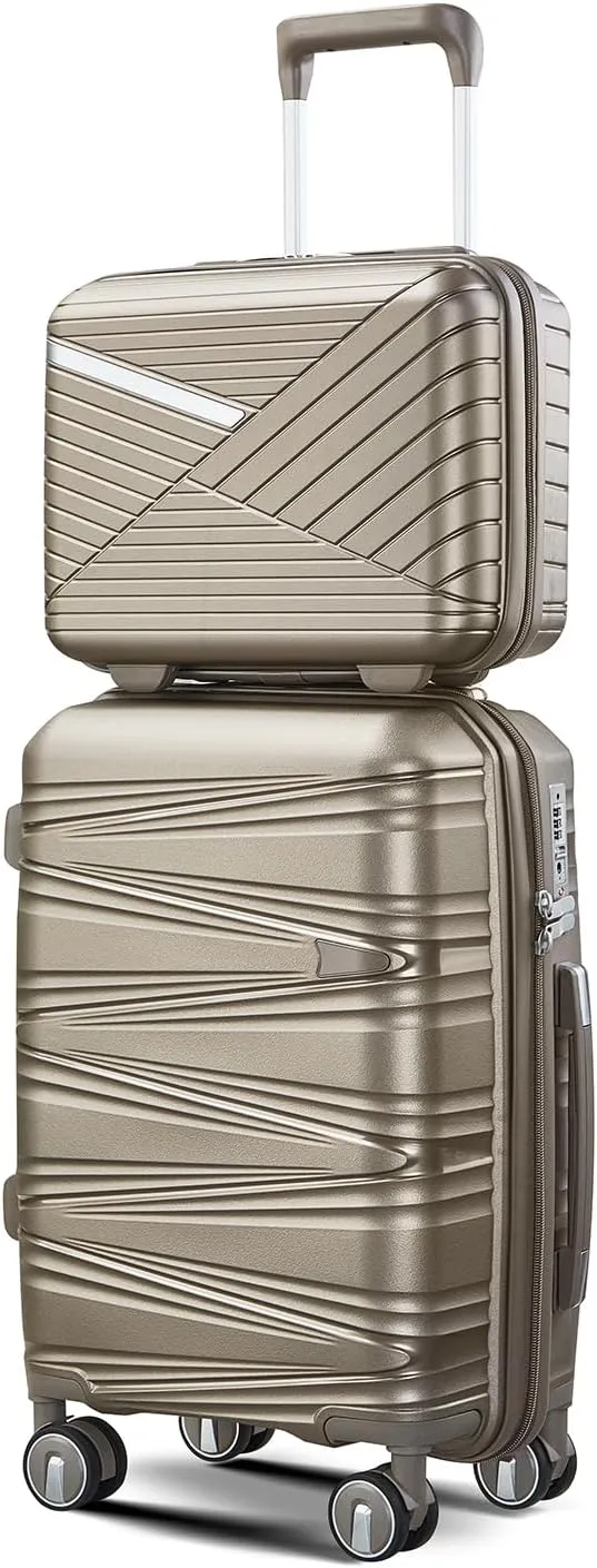 Henf 4 Piece Hardside Luggage Set(14/20/24/28), Lightweight Hardshell Suitcase Set, Expandable Carry On Luggage Set with Double Spinner Wheels,TSA Lock,Travel Rolling Suitcase Clearance for Women Men