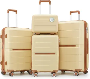 Henf 4 Piece Hardside Luggage Set(14/20/24/28), Lightweight Hardshell Suitcase Set, Expandable Carry On Luggage Set with Double Spinner Wheels,TSA Lock,Travel Rolling Suitcase Clearance for Women Men