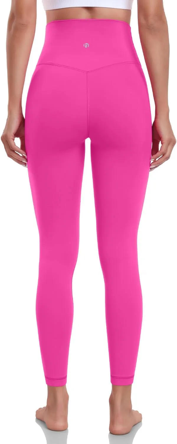 HeyNuts Pure&Plain Workout Pro/Yoga Pro 7/8 Athletic Leggings for Women, High Waisted Compression Tummy Control Pants 25''