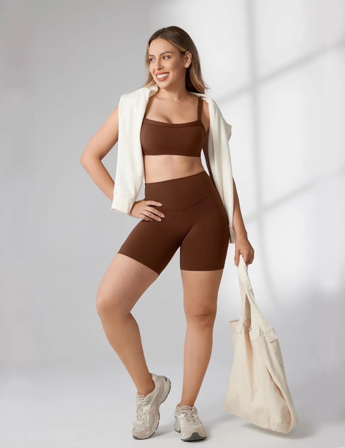 Hugcurve No Front Seam High Waisted Workout Biker Shorts for Women 6 Inches Tummy Control Buttery Soft Yoga Pants Gym