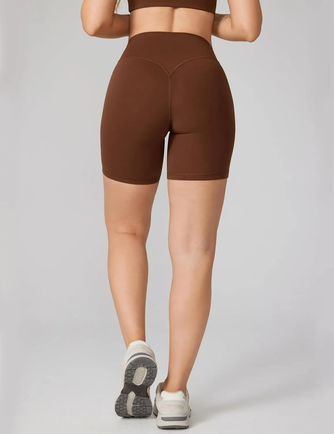 Hugcurve No Front Seam High Waisted Workout Biker Shorts for Women 6 Inches Tummy Control Buttery Soft Yoga Pants Gym