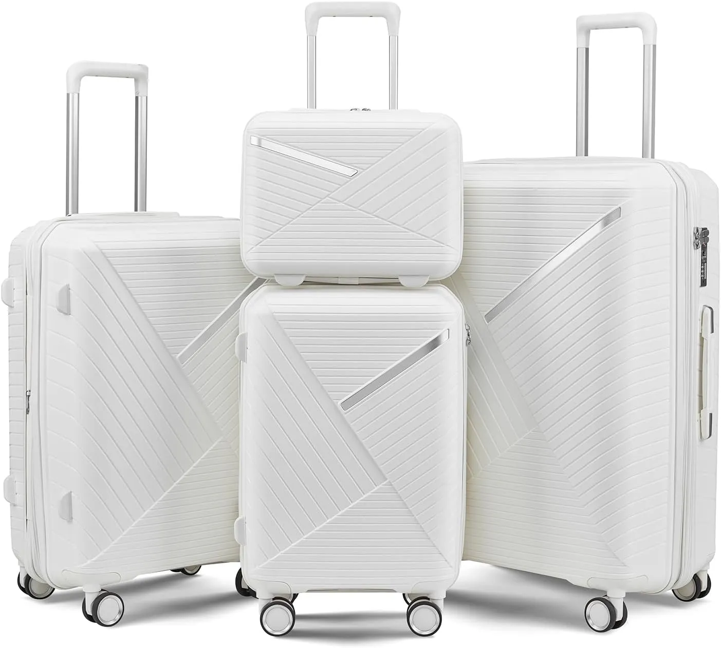 Kangmusi Luggage Sets 4 Piece(14/20/24/28), Expandable Lightweight Suitcase with 4 Double 360 Degrees Mute Spinner Wheels PP Materials TSA Lock Travel Luggage