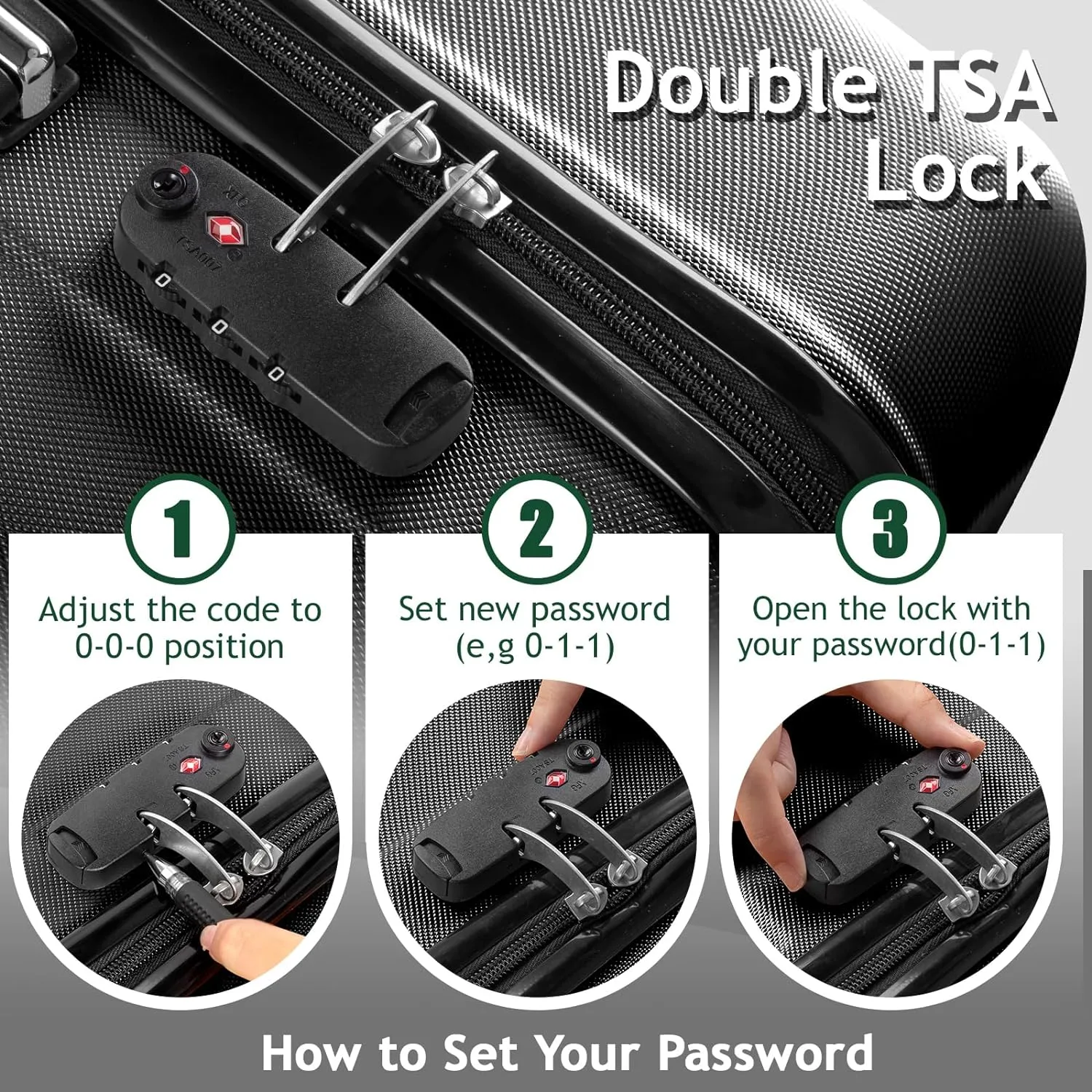 Karl home 4 Piece Luggage Sets Travel Suitcase, Large Capacity Lightweight Luggage Sets with TSA Lock & Spinner Wheels, for Business Trip School Starts (16"/20"/24"/28"), Black