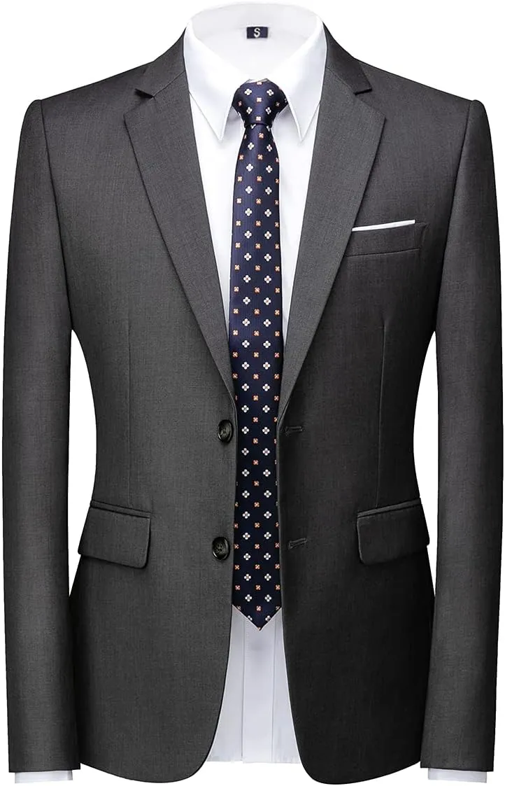 KUDORO Mens Suits Slim Fit 2 Piece Formal Two Button Single Breasted Tuxedo for Men Wedding Casual Business Jacket Pants