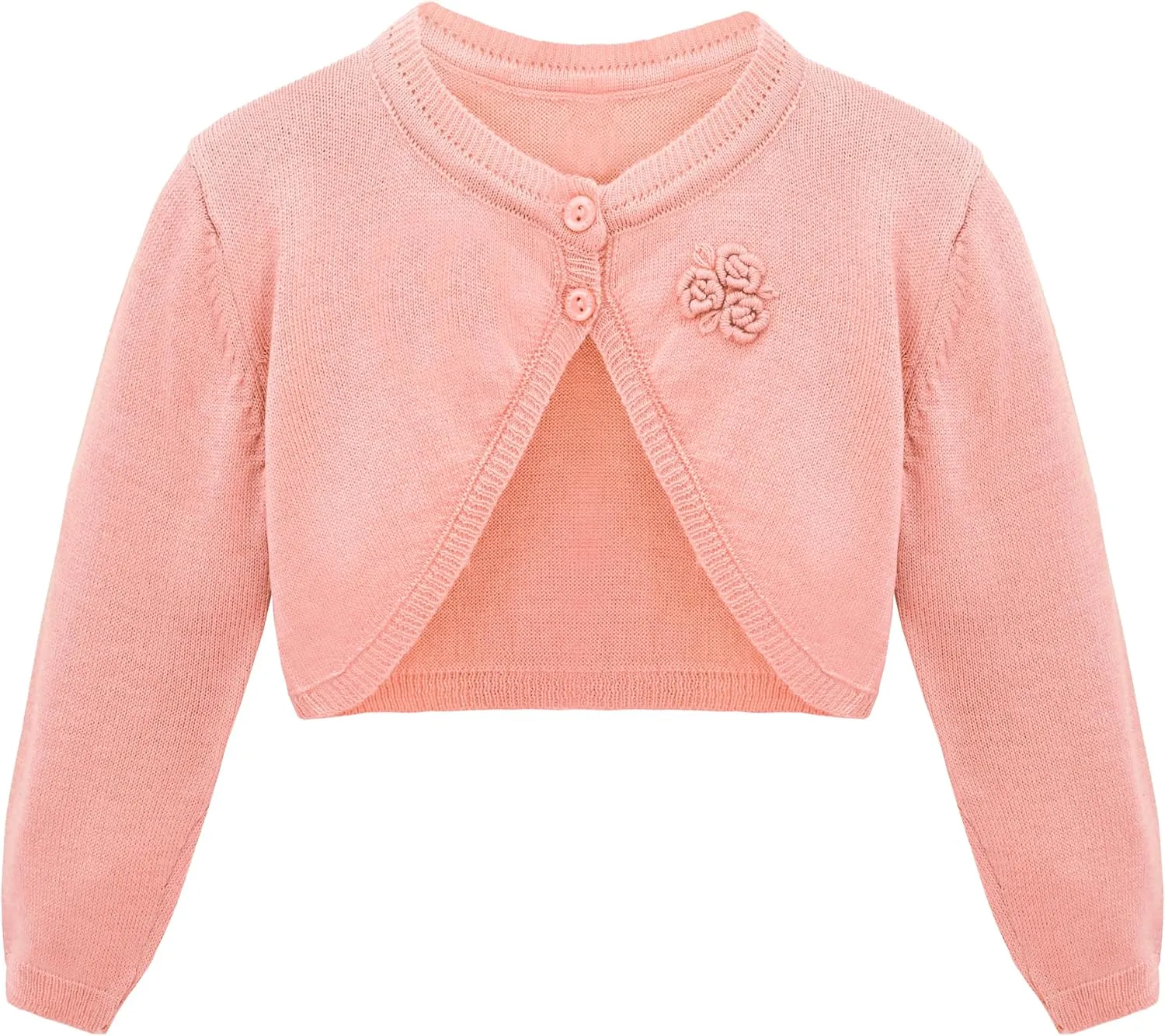 Lilax Baby Girls' Long Sleeve Cardigan Shrug, Button Closure Bolero