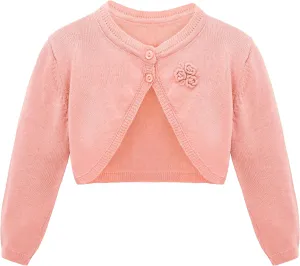 Lilax Baby Girls' Long Sleeve Cardigan Shrug, Button Closure Bolero