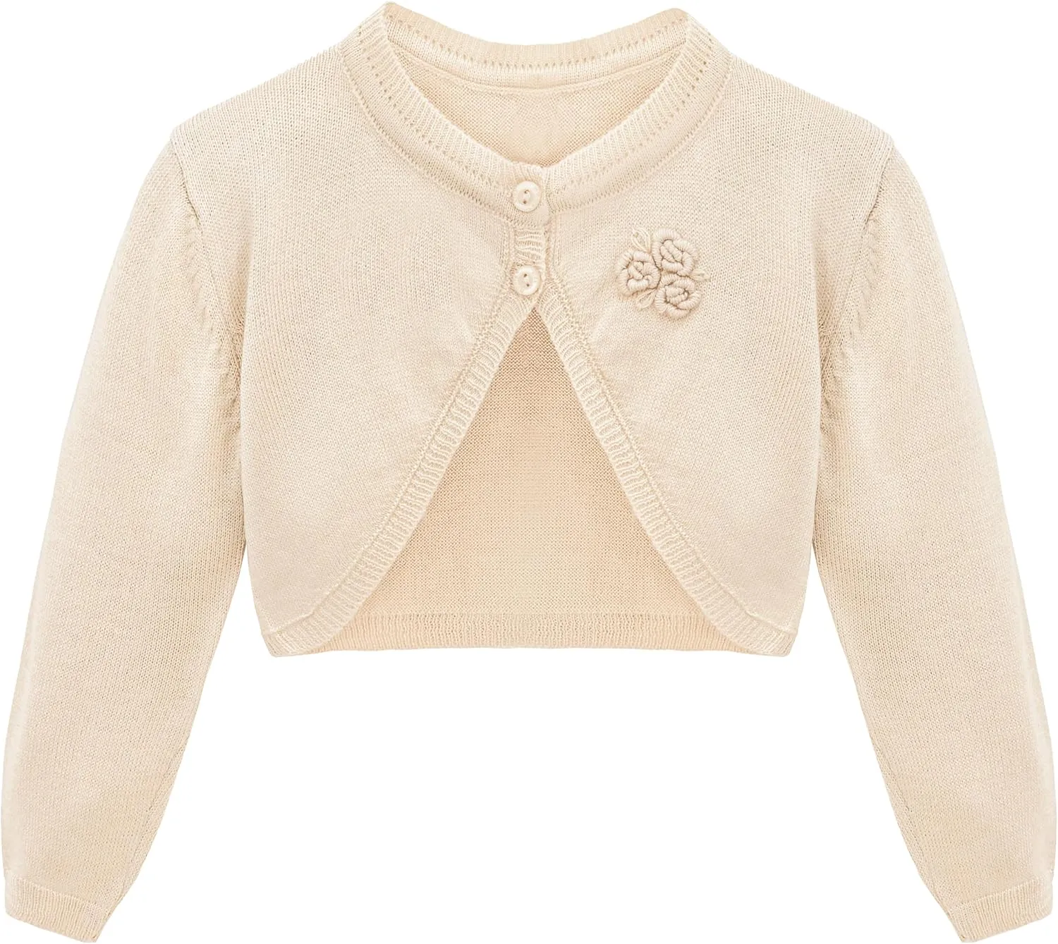 Lilax Baby Girls' Long Sleeve Cardigan Shrug, Button Closure Bolero