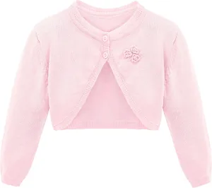 Lilax Baby Girls' Long Sleeve Cardigan Shrug, Button Closure Bolero