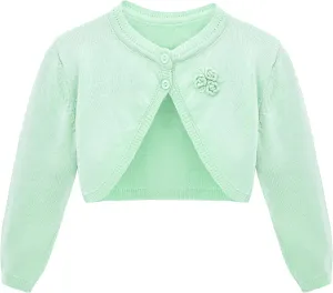 Lilax Baby Girls' Long Sleeve Cardigan Shrug, Button Closure Bolero