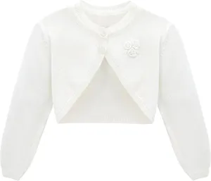 Lilax Baby Girls' Long Sleeve Cardigan Shrug, Button Closure Bolero
