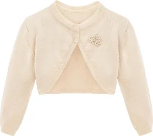 Lilax Baby Girls' Long Sleeve Cardigan Shrug, Button Closure Bolero