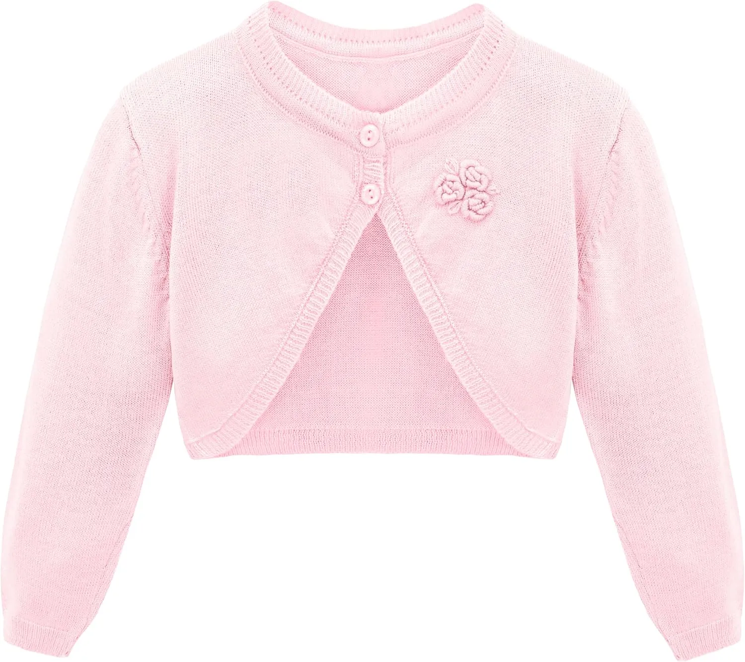 Lilax Baby Girls' Long Sleeve Cardigan Shrug, Button Closure Bolero