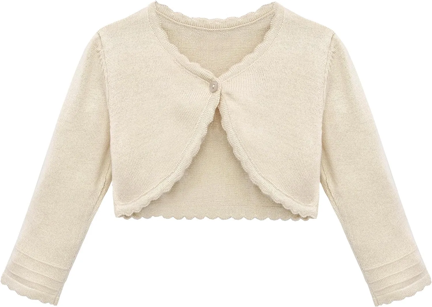 Lilax Baby Girls' Long Sleeve Cardigan Shrug, Button Closure Knitted Bolero