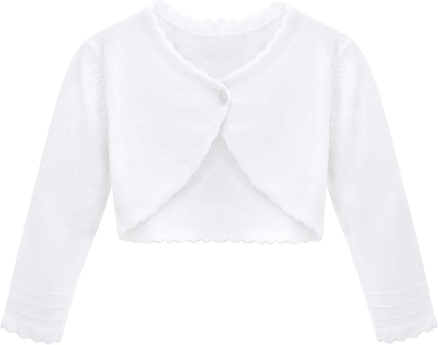 Lilax Baby Girls' Long Sleeve Cardigan Shrug, Button Closure Knitted Bolero