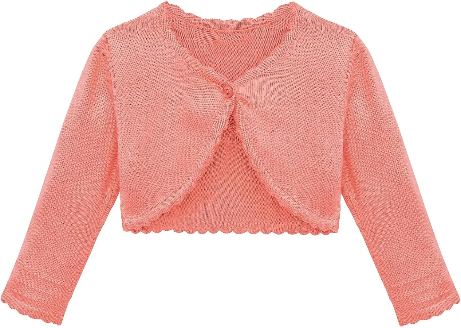 Lilax Baby Girls' Long Sleeve Cardigan Shrug, Button Closure Knitted Bolero