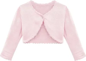 Lilax Baby Girls' Long Sleeve Cardigan Shrug, Button Closure Knitted Bolero