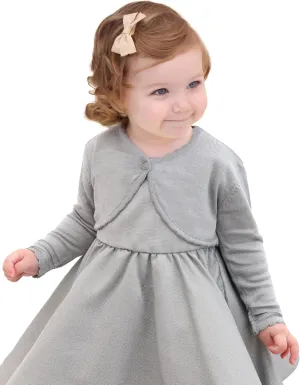 Lilax Baby Girls' Long Sleeve Cardigan Shrug, Button Closure Knitted Bolero