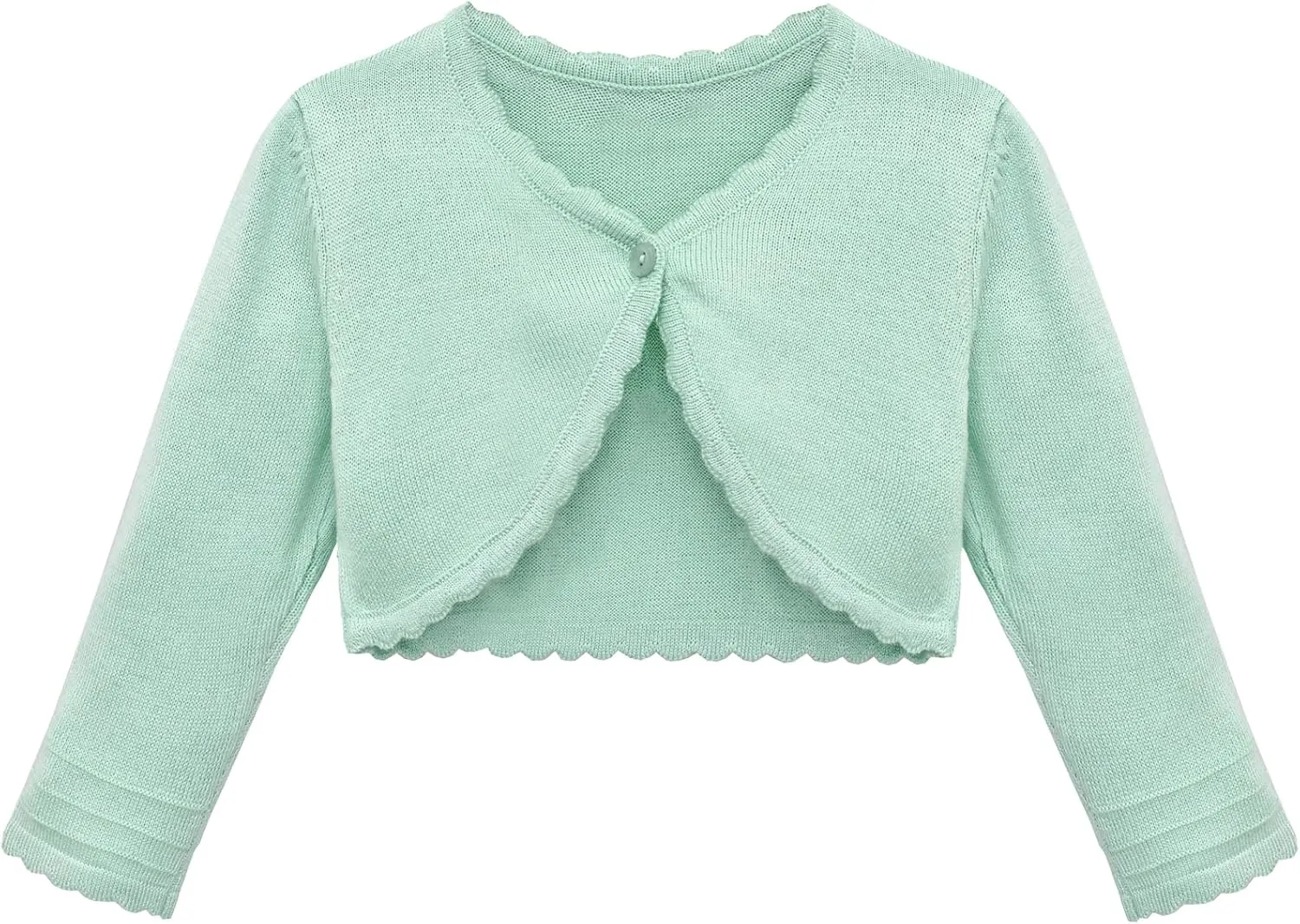 Lilax Baby Girls' Long Sleeve Cardigan Shrug, Button Closure Knitted Bolero