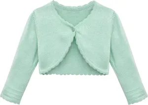Lilax Baby Girls' Long Sleeve Cardigan Shrug, Button Closure Knitted Bolero