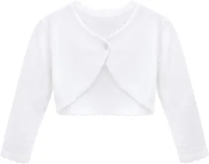 Lilax Baby Girls' Long Sleeve Cardigan Shrug, Button Closure Knitted Bolero