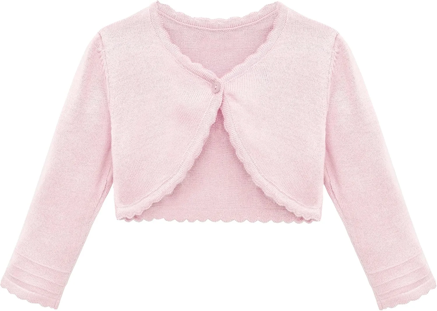 Lilax Baby Girls' Long Sleeve Cardigan Shrug, Button Closure Knitted Bolero