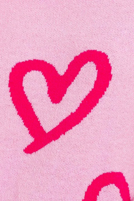 Love Round Neck Heart Printed Sweater