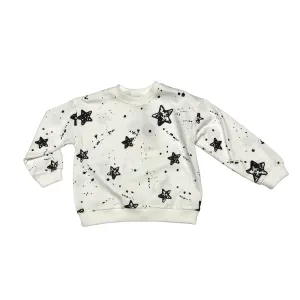 L/S Crew Neck Sweatshirt Star Stencils - White