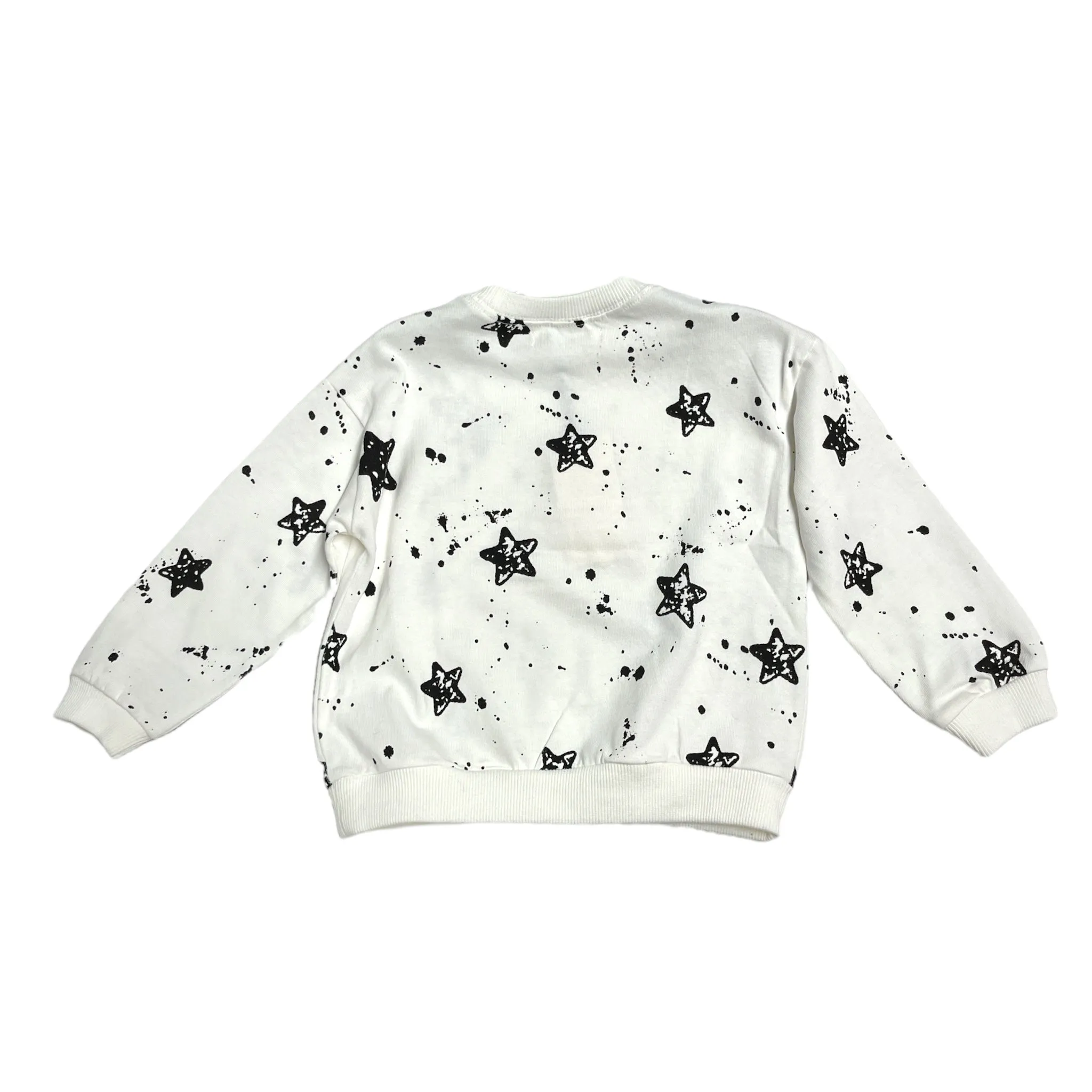 L/S Crew Neck Sweatshirt Star Stencils - White