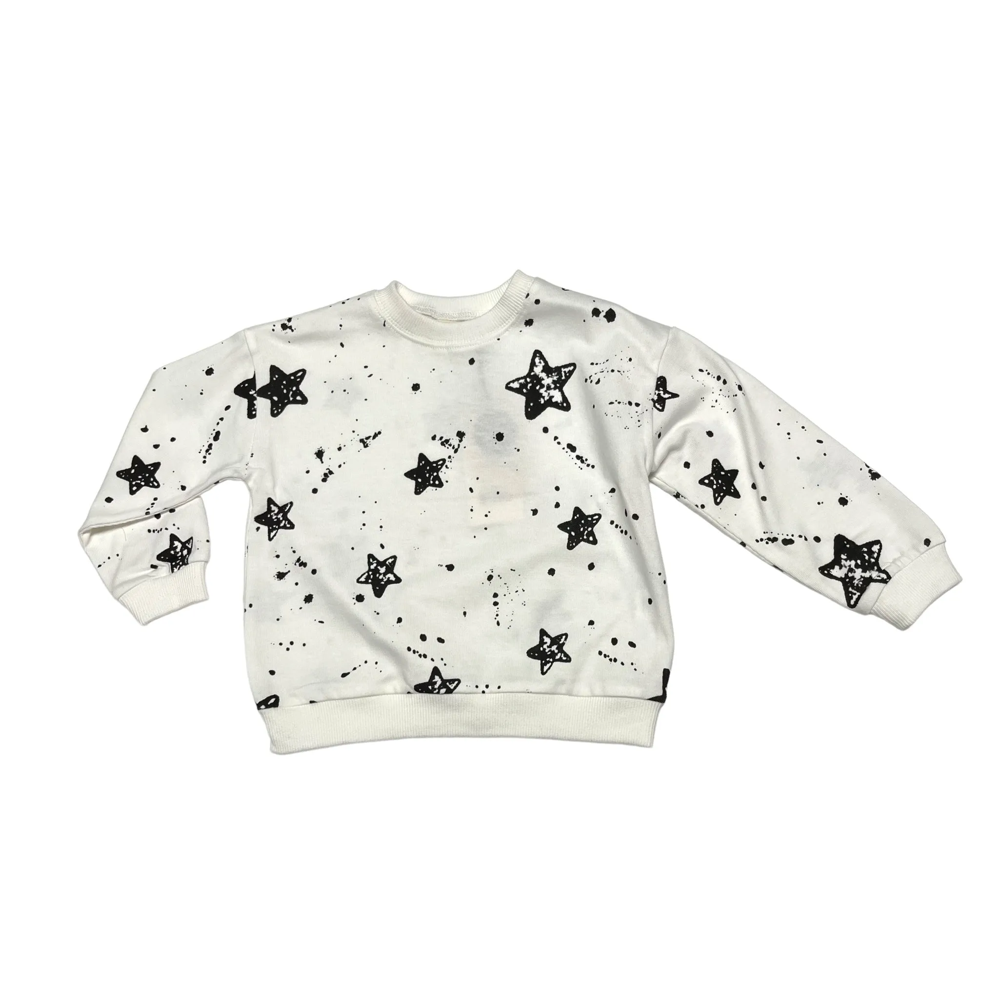 L/S Crew Neck Sweatshirt Star Stencils - White