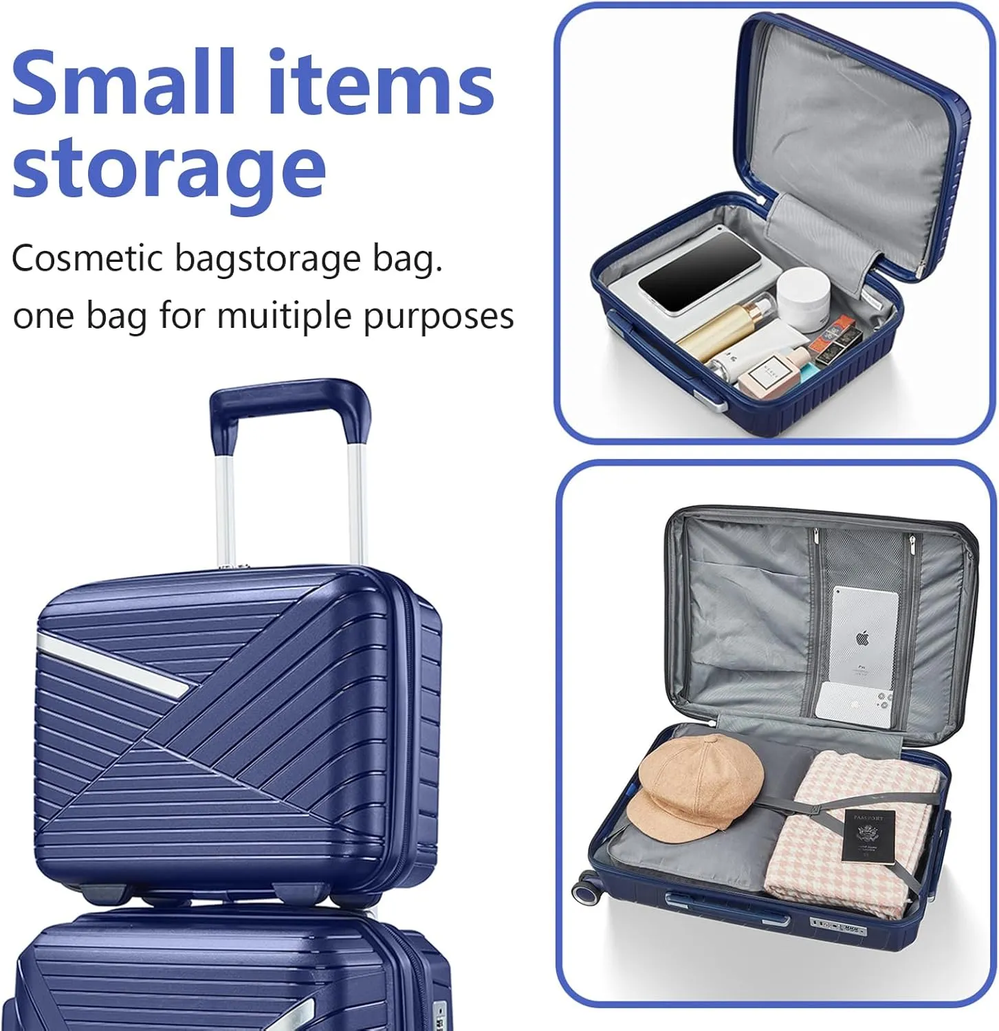 Luggage Sets 4 Piece Expandable (Only 24"&28") Lightweight Carry On Suitcase with 4 Double 360 Mute Spinner Wheels TSA Lock Durable Hard Shell Travel Luggage, Navy Blue (14/20/24/28 Inch)