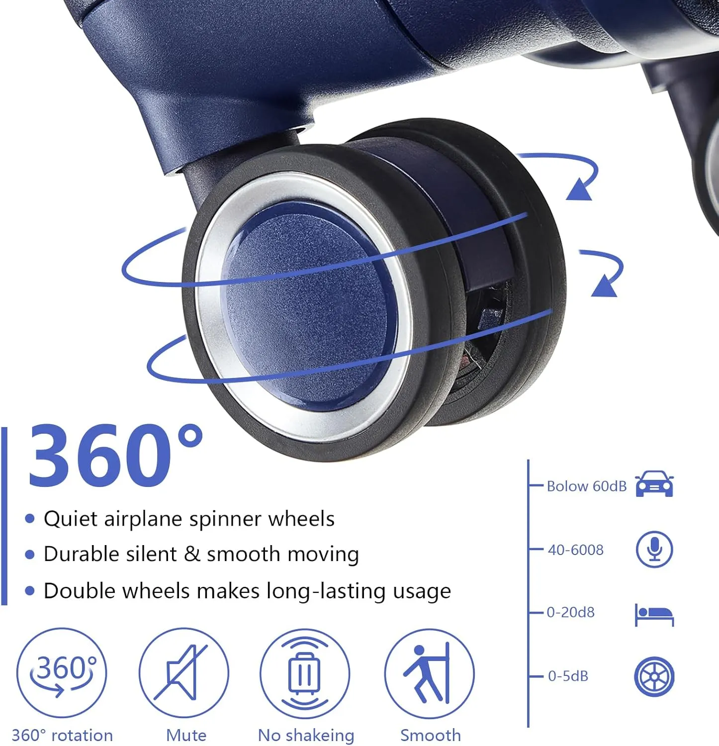 Luggage Sets 4 Piece Expandable (Only 24"&28") Lightweight Carry On Suitcase with 4 Double 360 Mute Spinner Wheels TSA Lock Durable Hard Shell Travel Luggage, Navy Blue (14/20/24/28 Inch)
