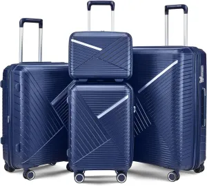 Luggage Sets 4 Piece Expandable (Only 24"&28") Lightweight Carry On Suitcase with 4 Double 360 Mute Spinner Wheels TSA Lock Durable Hard Shell Travel Luggage, Navy Blue (14/20/24/28 Inch)