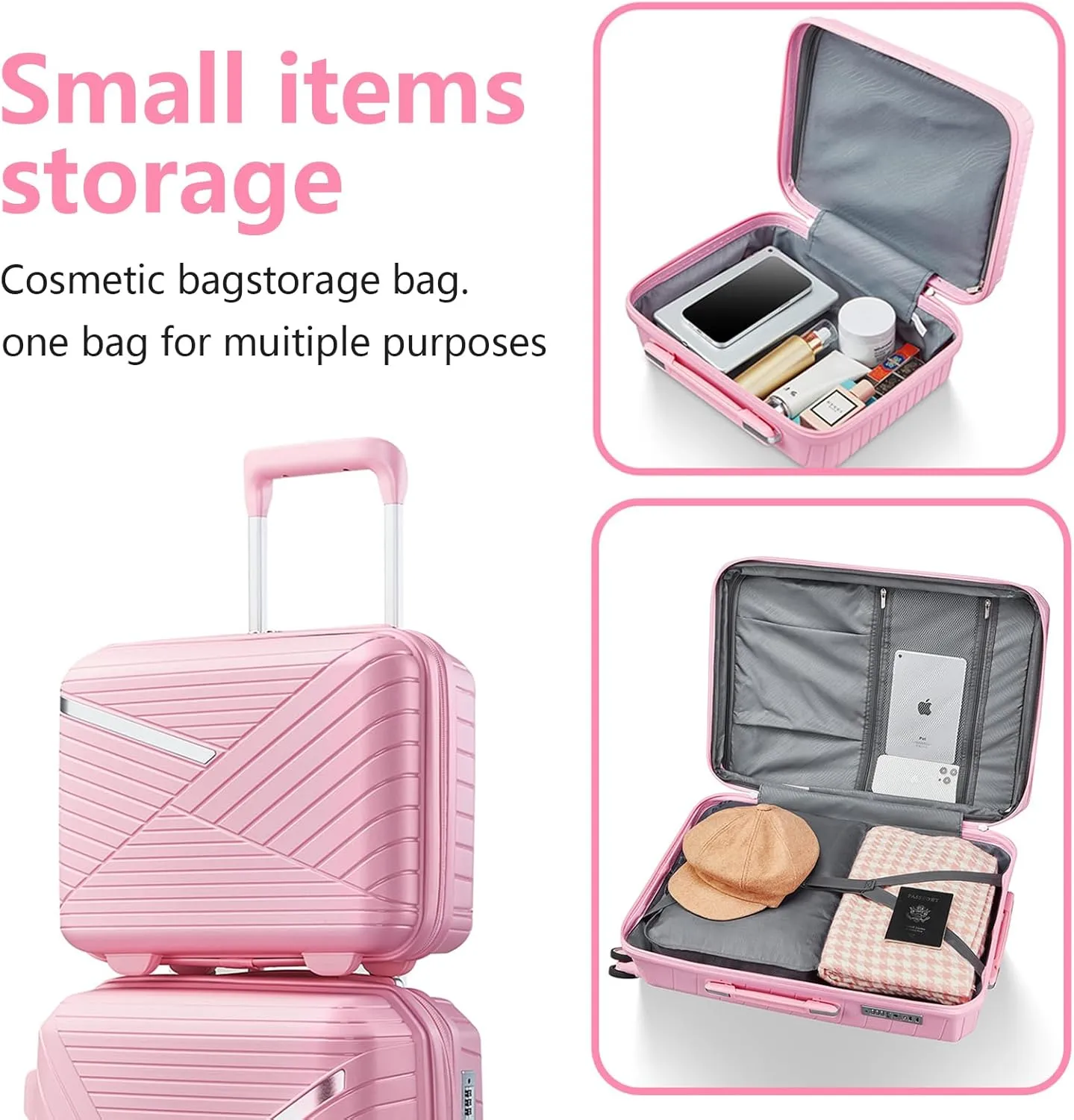 Luggage Sets 4 Piece Expandable (Only 24"&28") Lightweight Carry On Suitcase with 4 Double 360 Mute Spinner Wheels TSA Lock Durable Hard Shell Travel Luggage, Pink (14/20/24/28 Inch)