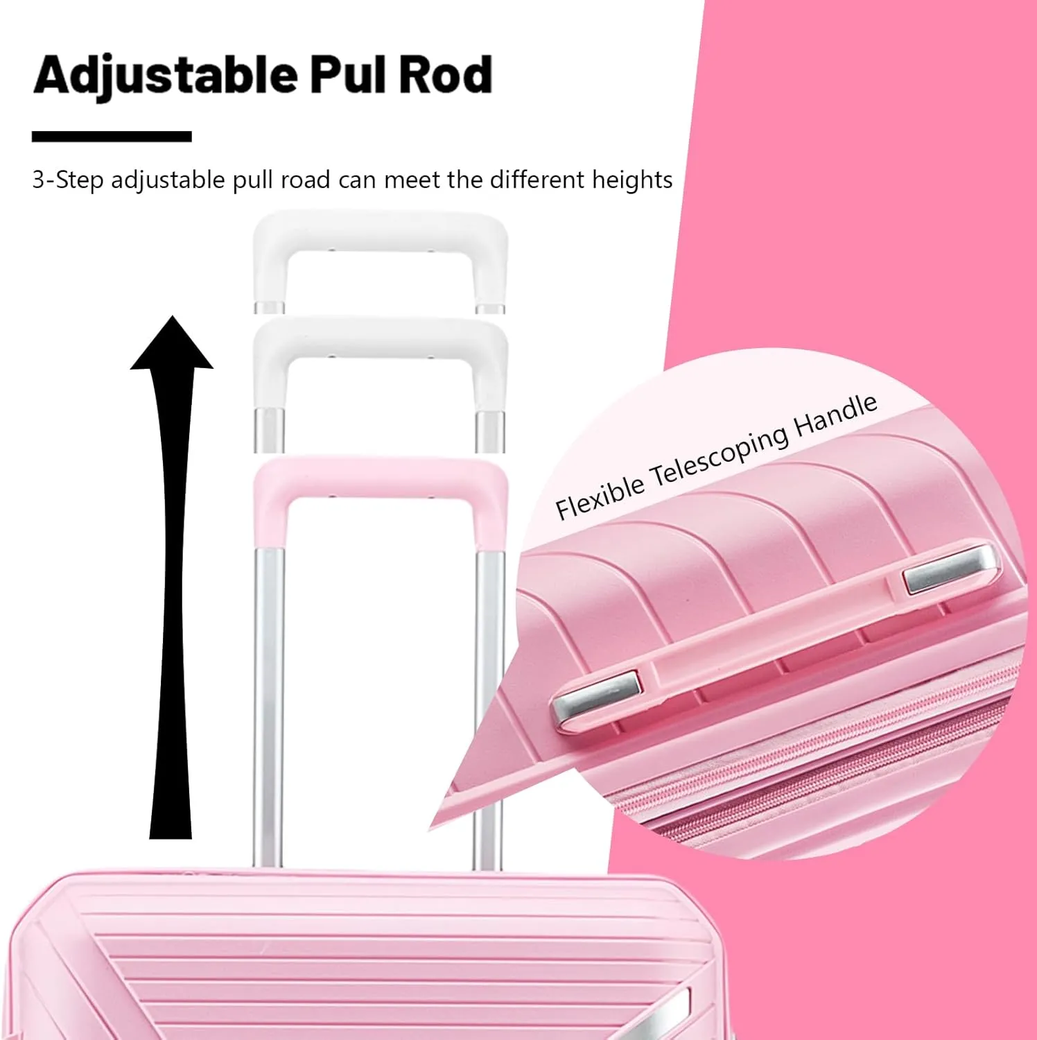 Luggage Sets 4 Piece Expandable (Only 24"&28") Lightweight Carry On Suitcase with 4 Double 360 Mute Spinner Wheels TSA Lock Durable Hard Shell Travel Luggage, Pink (14/20/24/28 Inch)