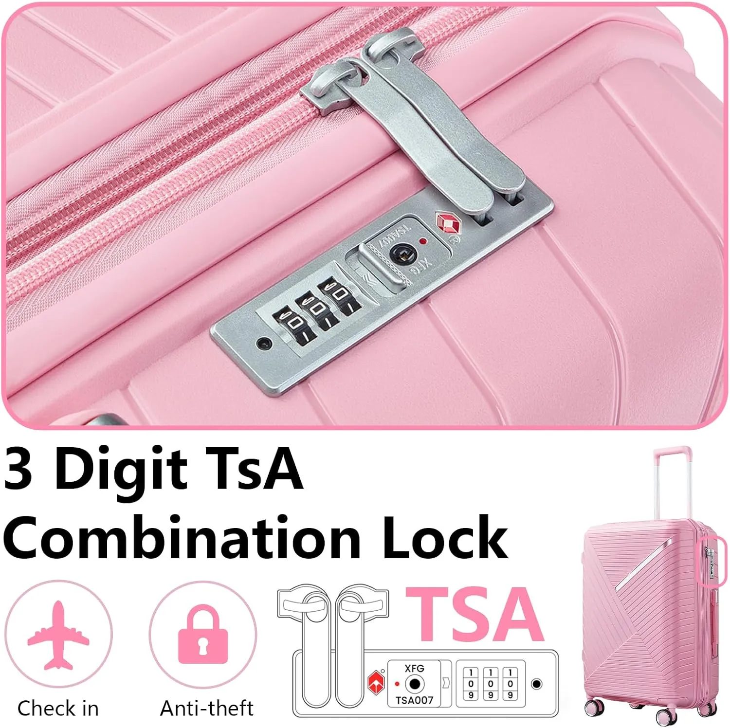 Luggage Sets 4 Piece Expandable (Only 24"&28") Lightweight Carry On Suitcase with 4 Double 360 Mute Spinner Wheels TSA Lock Durable Hard Shell Travel Luggage, Pink (14/20/24/28 Inch)