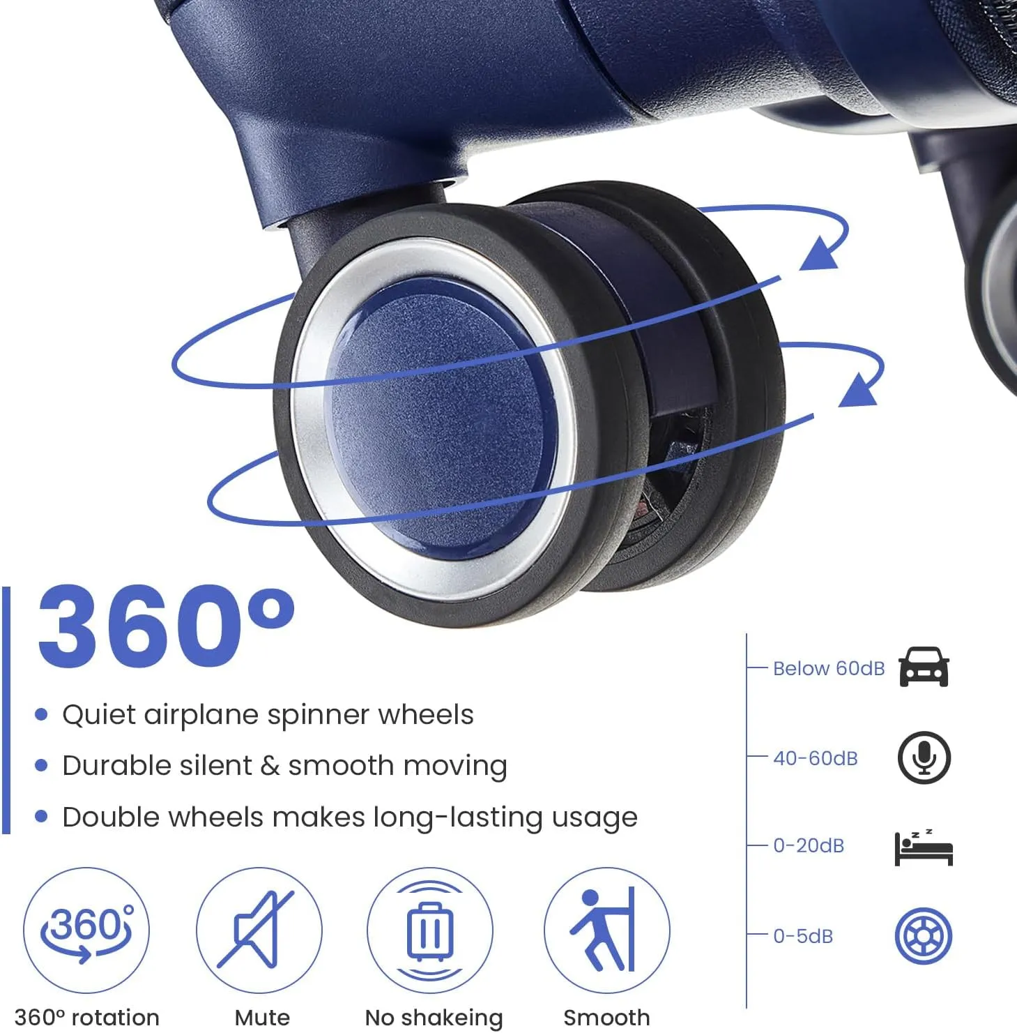 Luggage Sets 4 Piece(14/20/24/28), Expandable Lightweight Suitcase with 4 Double 360 Degrees Mute Spinner Wheels, PP Materials Durable TSA Lock Travel Luggage (Navy Blue)