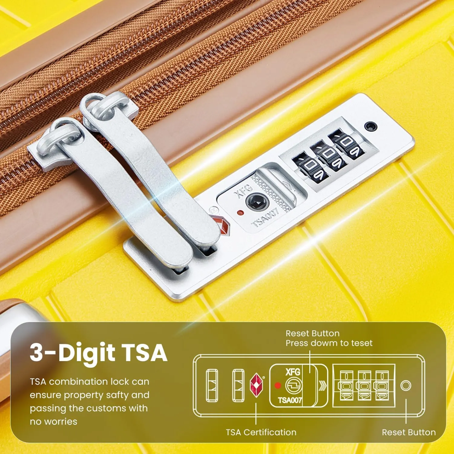 Luggage Sets 4 Piece(14/20/24/28), Expandable Lightweight Suitcase with 4 Double 360 Degrees Mute Spinner Wheels, PP Materials Durable TSA Lock Travel Luggage (Yellow)