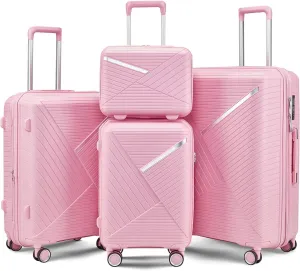 Luggage Sets 4 Piece(14/20/24/28), Expandable Lightweight Suitcase with 4 Double 360 Degrees Mute Spinner Wheels PP Materials Durable TSA Lock Travel Luggage