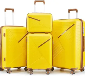 Luggage Sets 4 Piece(14/20/24/28), Expandable Lightweight Suitcase with 4 Double 360 Degrees Mute Spinner Wheels PP Materials Durable TSA Lock Travel Luggage