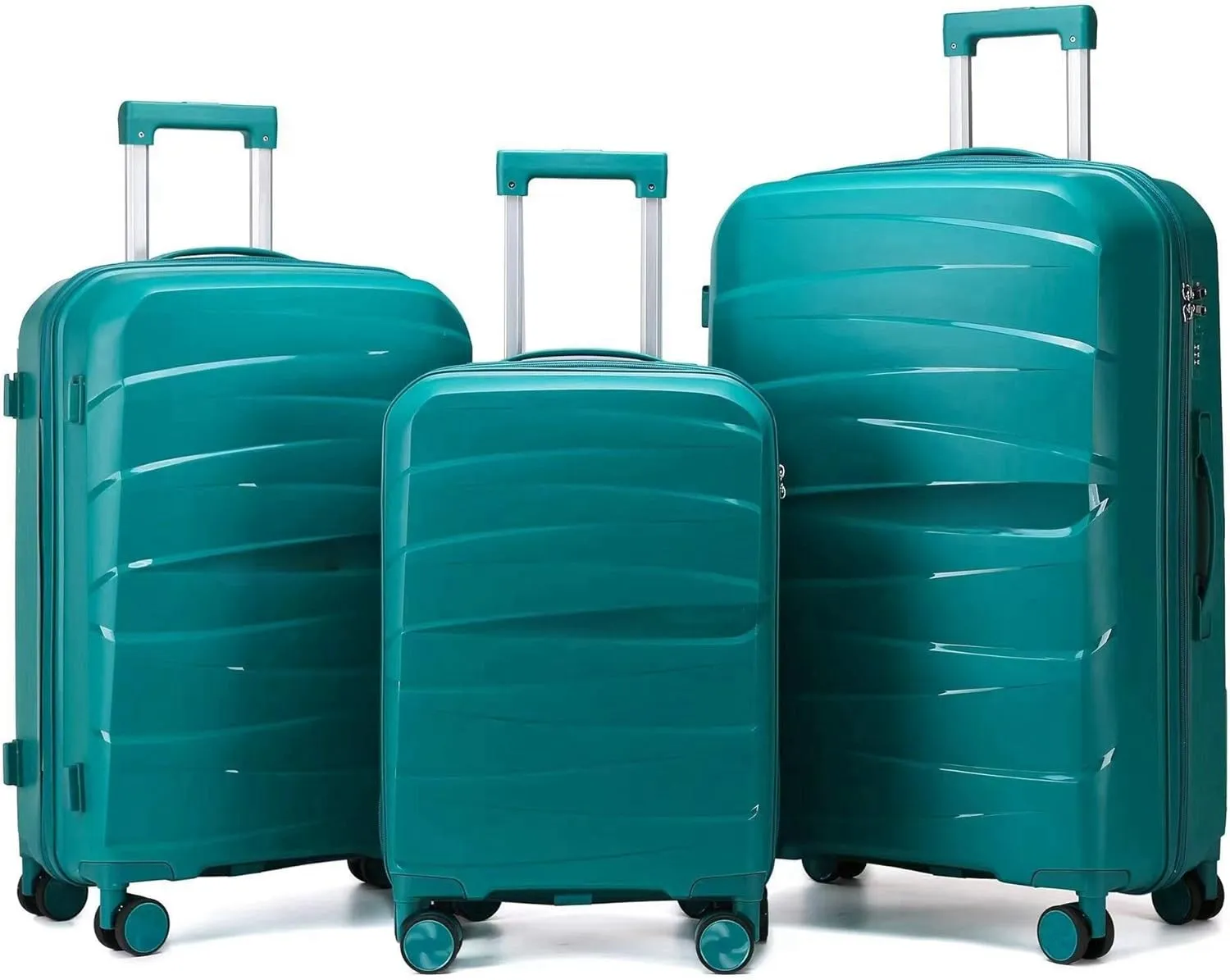 Luggage Sets(20in/24in/28in) with Spinner Wheels Hard Shell Luggage Hardside 3-Piece Set Lightweight Rolling Suitcase with TSA Lock for Travel Antique Green