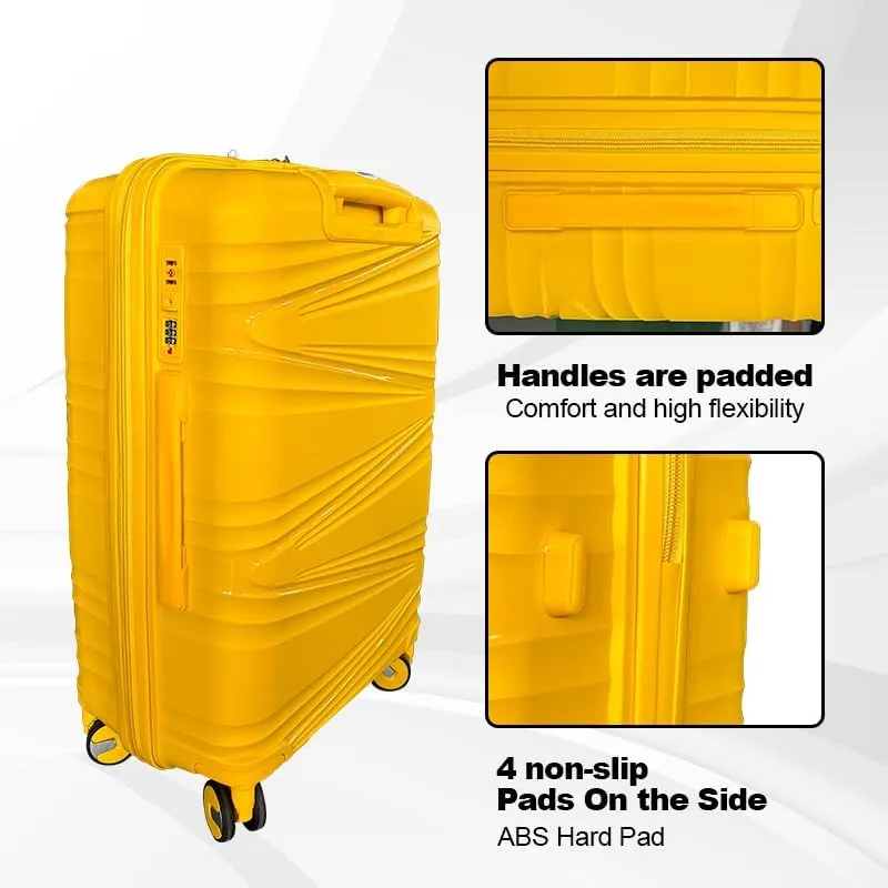 Luggage Sets(20in/24in/28in) with Spinner Wheels Hard Shell Luggage Hardside 3-Piece Set Lightweight Rolling Suitcase with TSA Lock for Travel Antique Yellow