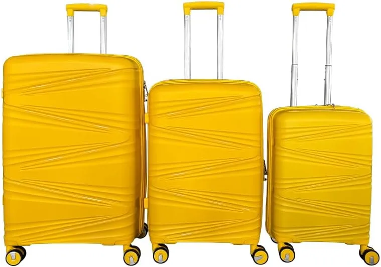 Luggage Sets(20in/24in/28in) with Spinner Wheels Hard Shell Luggage Hardside 3-Piece Set Lightweight Rolling Suitcase with TSA Lock for Travel Antique Yellow