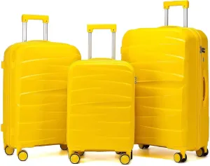 Luggage Sets(20in/24in/28in) with Spinner Wheels Hard Shell Luggage Hardside 3-Piece Set Lightweight Rolling Suitcase with TSA Lock for Travel Antique Yellow