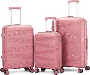 Luggage Sets(20in/24in/28in) with Spinner Wheels Hard Shell Luggage Hardside 3-Piece Set Lightweight Rolling Suitcase with TSA Lock for Travel Rose Gold