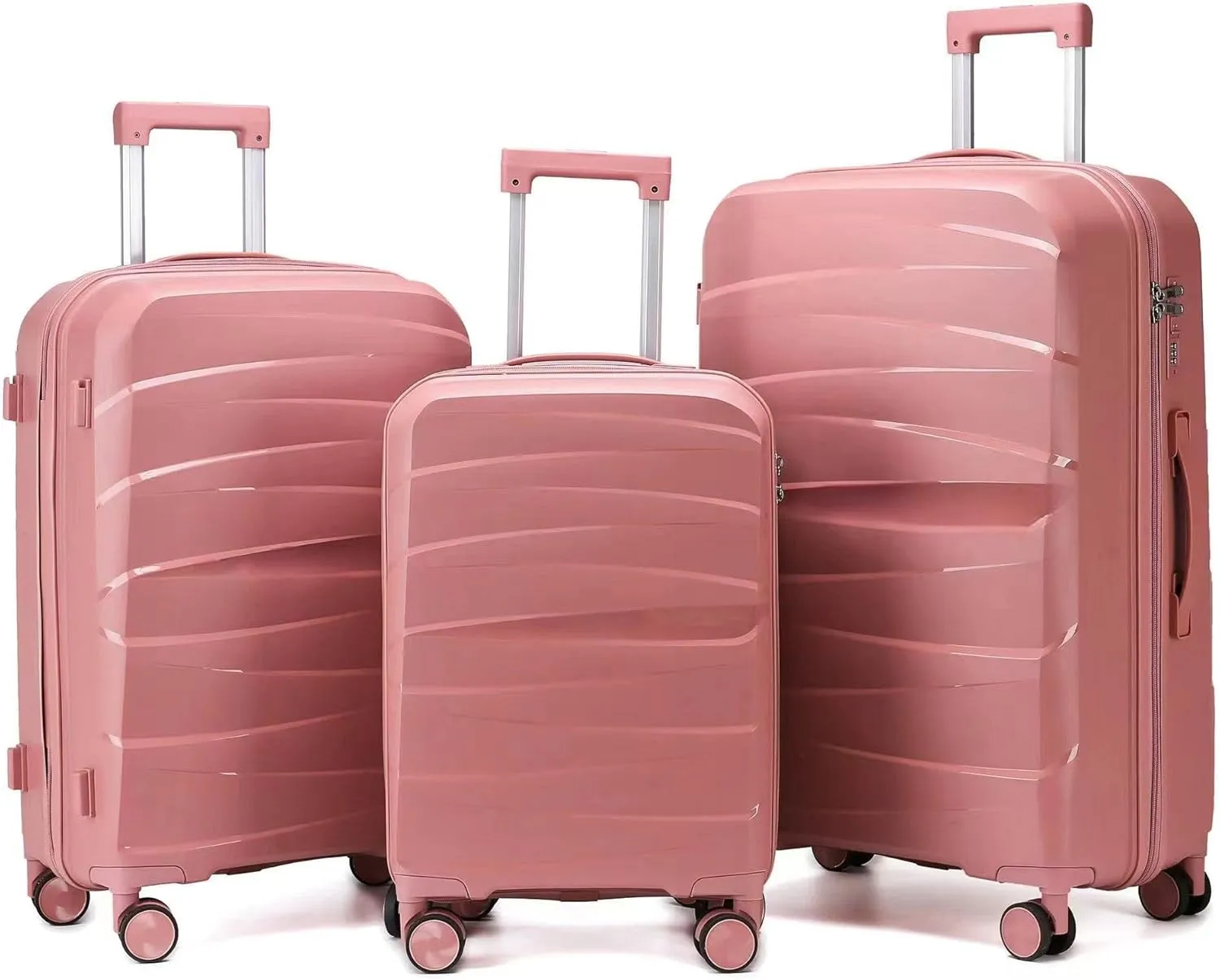 Luggage Sets(20in/24in/28in) with Spinner Wheels Hard Shell Luggage Hardside 3-Piece Set Lightweight Rolling Suitcase with TSA Lock for Travel Rose Gold